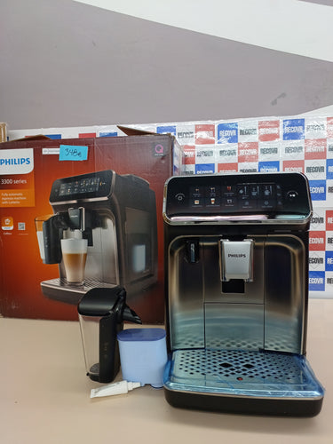 PHILIPS Serie 3300 Cafetera Superautomática - Sistema de leche LatteGo, 6 tipos de cafe, pantalla táctil, SilentBrew, Molinillo Cerámico, filtro AquaClean, Cromo negro (EP3347/90)